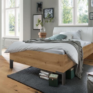 Futonbett WIEMANN Monaco Betten Gr. Liegefläche B/L: 120 cm x 200 cm Betthöhe: 48 cm, kein Härtegrad, ohne Matratze, braun (bianco, eiche, nachbildung, kunstleder weiß) Futonbetten mit Polsterkopfteil