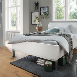Futonbett WIEMANN Monaco Betten Gr. Liegefläche B/L: 140 cm x 200 cm Betthöhe: 48 cm, kein Härtegrad, ohne Matratze, weiß (weiß, kunstleder weiß) Futonbetten mit Polsterkopfteil