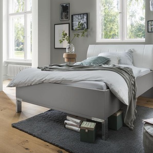 Futonbett WIEMANN Monaco Betten Gr. Liegefläche B/L: 160 cm x 200 cm Betthöhe: 48 cm, kein Härtegrad, ohne Matratze, grau (kieselgrau, dekor, kunstleder weiß) Futonbetten mit Polsterkopfteil