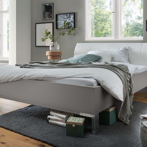 Futonbett WIEMANN Monaco Betten Gr. Liegefläche B/L: 200 cm x 200 cm Betthöhe: 48 cm, kein Härtegrad, ohne Matratze, grau (kieselgrau, dekor, kunstleder weiß) Futonbetten mit Polsterkopfteil