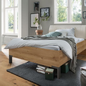 Futonbett WIEMANN Monaco Betten Gr. Liegefläche B/L: 90 cm x 200 cm Betthöhe: 48 cm, kein Härtegrad, ohne Matratze, braun (bianco, eiche, nachbildung, kunstleder champagner) Futonbetten mit Polsterkopfteil