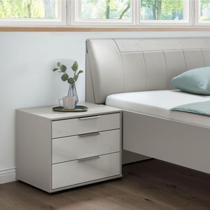 Nachtkonsole WIEMANN Monaco Sideboards Gr. B/H/T: 60 cm x 48 cm x 43 cm, 3, grau (kieselgrau, dekor, glas weiß) Nachtkonsolen und Nachtkommoden mit Glasfront, vormontiert