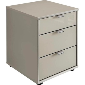 Nachtkonsole WIEMANN Quito Sideboards Gr. B/H/T: 40 cm x 48 cm x 43 cm, 3, grau (champagner, dekor, glas champagner) Nachtkonsolen und Nachtkommoden vormontiert, inkl. Dämpfung