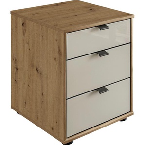 Nachtkonsole WIEMANN Quito Sideboards Gr. B/H/T: 40 cm x 48 cm x 43 cm, 3, braun (bianco, eiche, nachbildung, glas champagner) Nachtkonsolen und Nachtkommoden vormontiert, inkl. Dämpfung