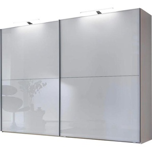 Schwebetürenschrank WIEMANN Orion Schränke Gr. B/H/T: 150 cm x 217 cm x 67 cm, 2 St., weiß (weiß, front glas weiß) Schwebetürenschränke und Schiebetürenschränke Glasfront