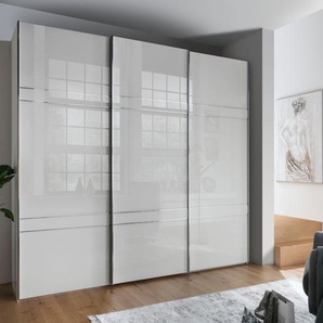 Schwebetürenschrank WIEMANN Rialto Schränke Gr. B/H/T: 246,3 cm x 217 cm x 67 cm, 3 St., weiß (weiß, glas) Schranksysteme und Schrankserien hochwertige Glasfront mit Querriegeln