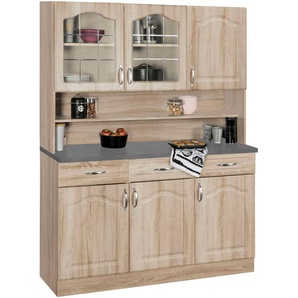 Buffet WIHO KÜCHEN Linz Schränke Gr. B/H/T: 120 cm x 180 cm x 50 cm, 4 St., braun (eichefarben) Anrichten Buffets Schränke 120 cm breit in Landhaus-Optik