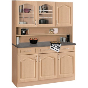 Buffet WIHO KÜCHEN Linz Schränke Gr. B/H/T: 120 cm x 180 cm x 50 cm, 4 St., braun (buchefarben) Anrichten Buffets Schränke 120 cm breit in Landhaus-Optik