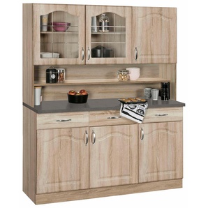 Buffet WIHO KÜCHEN Linz Schränke Gr. B/H/T: 150 cm x 180 cm x 50 cm, 4 St., braun (eichefarben) Anrichten Buffets Schränke 150 cm Breite in Landhaus-Optik
