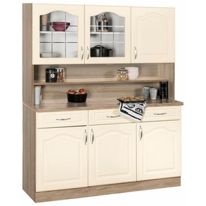 Buffet WIHO KÜCHEN Linz Schränke Gr. B/H/T: 150 cm x 180 cm x 50 cm, 4 St., gelb (vanille) Anrichten Buffets Schränke 150 cm Breite in Landhaus-Optik