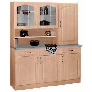 Buffet WIHO KÜCHEN Linz Schränke Gr. B/H/T: 150 cm x 180 cm x 50 cm, 4 St., braun (buchefarben) Anrichten Buffets Schränke in Landhaus-Optik, Breite 150 cm