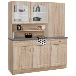 Buffet WIHO KÜCHEN Linz Schränke Gr. B/H/T: 150 cm x 180 cm x 50 cm, 4 St., braun (eichefarben) Anrichten Buffets Schränke in Landhaus-Optik, Breite 150 cm