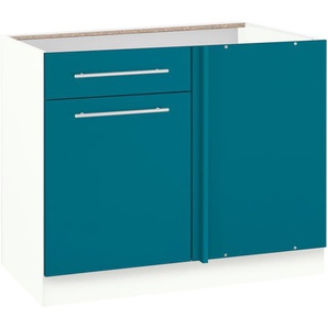 Eckunterschrank WIHO KÜCHEN Flexi2 Schränke Gr. B/H/T: 100 cm x 82 cm x 57 cm, blau (ozeanblau, weiß) Eckunterschrank Breite 100 cm, Planungsmaß 110 ohne Arbeitsplatte