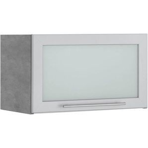 Hängeschrank WIHO KÜCHEN Flexi2, grau (front: glastür und aluffarbener rahmen, korpus: betonfarben), B:60cm H:35cm T:35cm, Schränke, Breite 60 cm