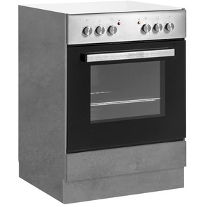 Herdumbauschrank WIHO KÜCHEN Flexi2 Schränke Gr. B/H/T: 60 cm x 82 cm x 57 cm, grau (betonfarben, betonfarben) Herdumbauschrank Küchenschrank Herdumbauschränke Schränke