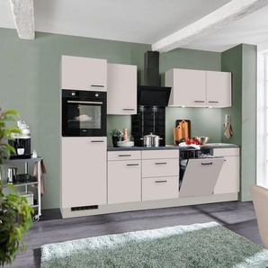 wiho Küchen Küche Nisos, Soft-Close, 280 cm, Backofen matt schwarz, Teleskopauszug