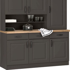 Küchenbuffet WIHO KÜCHEN Erla Schränke Gr. B/H/T: 150 cm x 181 cm x 50 cm, 6 St., grau (anthrazit, eiche) Anrichten Buffets Schränke 150 cm breit mit Kassettenfront