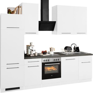 Küchenzeile WIHO KÜCHEN Unna Komplettküchen-Sets Gr. B/T: 280 cm x 60 cm, schwarz-weiß (küche: weiß, granit schwarz,, korpus: arbeitsplatte: granitschwarz) Küchenzeile Küchenzeilen ohne Elektrogeräte E-Geräte, Breite 280 cm