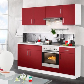 wiho Küchen Küchenzeile Valencia, mit E-Geräten, Breite 210 cm