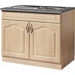 wiho Küchen Spülenschrank Linz 100 cm breit, in Landhaus-Optik
