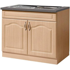 wiho Küchen Spülenschrank Linz 100 cm breit, in Landhaus-Optik