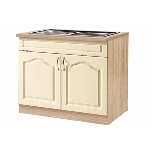 wiho Küchen Spülenschrank Linz 100 cm breit, in Landhaus-Optik