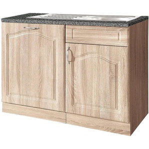 wiho Küchen Spülenschrank Linz 110 cm breit, inkl. Tür/Sockel für Geschirrspüler, in Landhaus-Optik