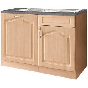 wiho Küchen Spülenschrank Linz 110 cm breit, inkl. Tür/Sockel für Geschirrspüler, in Landhaus-Optik