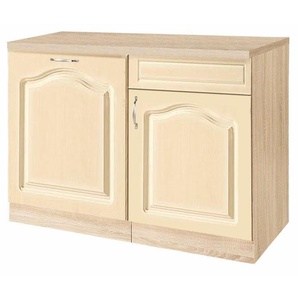 wiho Küchen Spülenschrank Linz 110 cm breit, inkl. Tür/Sockel für Geschirrspüler, in Landhaus-Optik