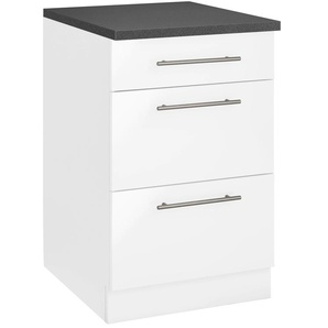Unterschrank WIHO KÜCHEN Cali Schränke Gr. B/H/T: 50 cm x 85 cm x 60 cm, grau (weiß glanz, granitgrau) Unterschränke 50 cm breit, mit 2 großen Auszügen