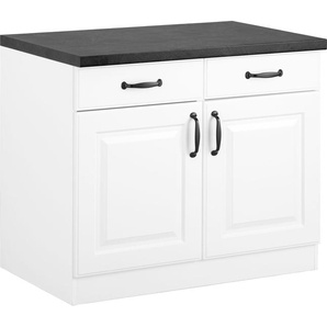 Unterschrank WIHO KÜCHEN Erla Schränke Gr. B/H/T: 100 cm x 86 cm x 60 cm, 2 St., schwarz-weiß (weiß, granit schwarz) Unterschränke 100 cm breit mit Kassettenfront