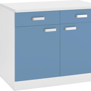 Unterschrank WIHO KÜCHEN Husum Schränke Gr. B/H/T: 100 cm x 85 cm x 60 cm, 2 St., blau (himmelblau, weiß) Unterschränke 100 cm breit