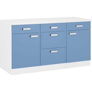 Unterschrank WIHO KÜCHEN Husum Schränke Gr. B/H/T: 150 cm x 85 cm x 60 cm, 2 St., blau (himmelblau, weiß) Unterschränke 150 cm breit