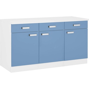 Unterschrank WIHO KÜCHEN Husum Schränke Gr. B/H/T: 150 cm x 85 cm x 60 cm, 3 St., blau (himmelblau, weiß) Unterschränke 150 cm breit
