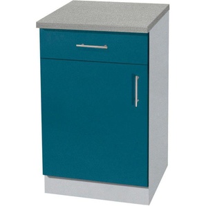 Unterschrank WIHO KÜCHEN Kiel Schränke Gr. B/H/T: 40 cm x 85 cm x 50 cm, 1 St., blau (ozeanblau) Unterschränke 40 cm breit, in Tiefe 50