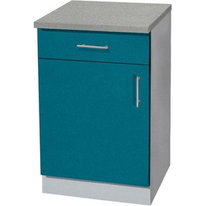 Unterschrank WIHO KÜCHEN Kiel Schränke Gr. B/H/T: 50 cm x 85 cm x 50 cm, 1 St., blau (ozeanblau) Unterschränke 50 cm breit, in Tiefe