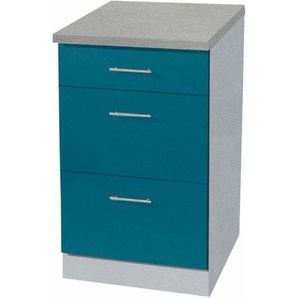 wiho Küchen Unterschrank Kiel 50 cm breit, Tiefe 50 cm, mit 2 großen Auszügen und 1 Schublade