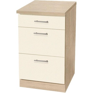 wiho Küchen Unterschrank Kiel 50 cm breit, Tiefe 60 cm, mit 2 großen Auszügen und 1 Schublade