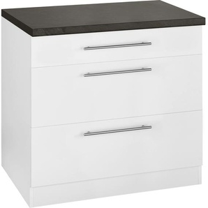 Unterschrank WIHO KÜCHEN Unna Schränke Gr. B/H/T: 90 cm x 85 cm x 60 cm, schwarz-weiß (weiß, granit schwarz) Küchenunterschrank Unterschränke 90 cm breit, mit 2 großen Auszügen