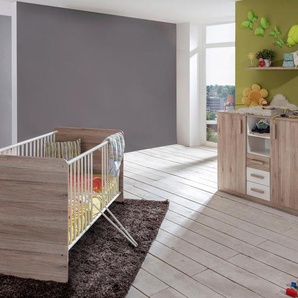 Babymöbel-Set WIMEX Bergamo Schlafzimmermöbel-Sets Gr. B/H: 70 cm x 140 cm, weiß (san remo eiche nb, alpinweiß) Baby Baby-Bettsets Schlafzimmermöbel-Sets Bett + Wickelkommode