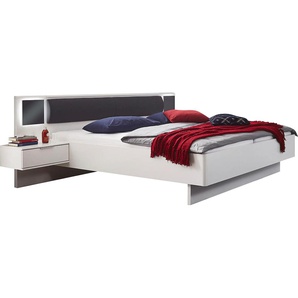 Bettanlage WIMEX Valencia Schlafzimmermöbel-Sets Gr. B/H/T: 302 cm x 92 cm x 210 cm, Mit LED-Beleuchtung, weiß (weiß, graphit) Bett Bettgestell Polsterbetten Stauraumbett Stauraumbetten Schlafzimmermöbel-Sets mit indirekter LED-Beleuchtung