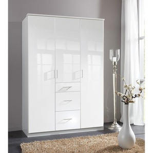 Wimex Drehtürenschrank Duncans Hochglanz Weiß 135x198x58 cm (BxHxT) 3-türig Spanplatte Modern