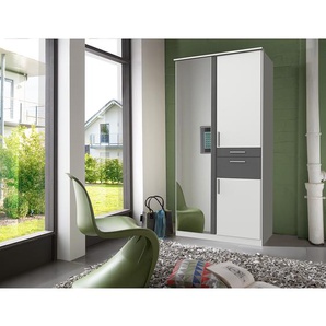 Drehtürenschrank I 91cm Weiß/Weiß/Graphit