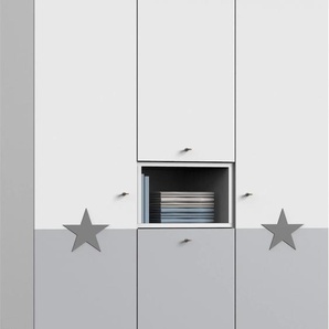 Drehtürenschrank WIMEX Rocky Schränke Gr. B/H/T: 125 cm x 202 cm x 55 cm, 4 St., weiß (weiß, light grey) Baby Drehtürenschrank Kleiderschrank Kinderschränke Schränke mit Soft-Close