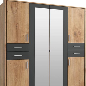 Drehtürenschrank WIMEX Vegas Schränke Gr. B/H/T: 183 cm x 210 cm x 58 cm, 6 St., grau (plankeneiche nachbildung, graphit) Drehtürenschränke inklusive Passepartout-Rahmen