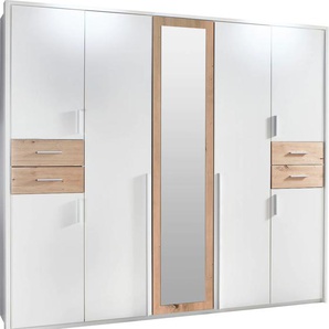 Drehtürenschrank WIMEX Vegas Schränke Gr. B/H/T: 228 cm x 210 cm x 58 cm, 7 St., weiß (weiß, artisan eiche nachbildung) Drehtürenschränke inklusive Passepartout-Rahmen
