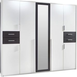 Drehtürenschrank WIMEX Vegas Schränke Gr. B/H/T: 228 cm x 210 cm x 58 cm, 7 St., weiß (weiß, graphit) Drehtürenschränke inklusive Passepartout-Rahmen