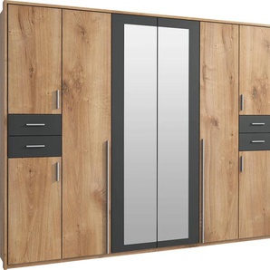 Drehtürenschrank WIMEX Vegas Schränke Gr. B/H/T: 273 cm x 210 cm x 58 cm, 8 St., grau (plankeneiche nachbildung, graphit) Drehtürenschränke inklusive Passepartout-Rahmen