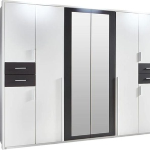 Drehtürenschrank WIMEX Vegas Schränke Gr. B/H/T: 273 cm x 210 cm x 58 cm, 8 St., weiß (weiß, graphit) Drehtürenschränke inklusive Passepartout-Rahmen