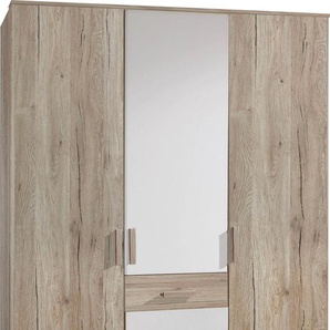 Kleiderschrank WIMEX Bergamo Schränke Gr. B/H/T: 135 cm x 199 cm x 58 cm, rot (weißeiche nb, lava) Baby Kinderkleiderschrank Kinderschränke Schränke 3-türig